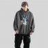 Men Women Hoodie Sweatshirt Tom and Jerry Cartoon Printing Loose Fashion Pullover Tops Dark gray L