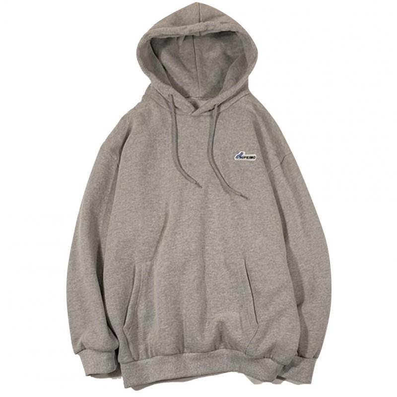 Men Women Hoodie Sweatshirt Letter Solid Color Loose Fashion Pullover Tops Light gray_XL