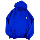 Men Women Hoodie Sweatshirt Flash Thicken Velvet Loose Autumn Winter Pullover Tops Blue XL