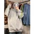 Men Women Hoodie Sweatshirt Letter Solid Color Loose Fashion Pullover Tops Light gray XL