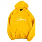 Men Women Hoodie Sweatshirt Thicken Velvet Summer Sun Autumn Winter Loose Pullover Tops Yellow L