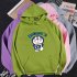 Men Women Hoodie Sweatshirt Doraemon Cartoon Thicken Loose Autumn Winter Pullover Tops Pink XXXL
