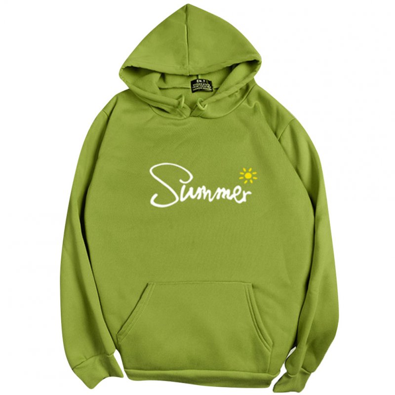 Men Women Hoodie Sweatshirt Thicken Velvet Summer Sun Loose Autumn Winter Pullover Tops Green_XXL
