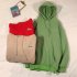 Men Women Hoodie Sweatshirt Letter Solid Color Loose Fashion Pullover Tops Green L