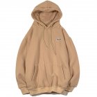 Men Women Hoodie Sweatshirt Letter Solid Color Loose Fashion Pullover Tops Apricot 3XL