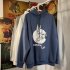 Men Women Hoodie Sweatshirt Cartoon Rabbit Printing Fashion Loose Pullover Casual Tops Blue XXL