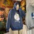 Men Women Hoodie Sweatshirt Cartoon Rabbit Printing Fashion Loose Pullover Casual Tops Blue XXL