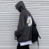 Men Women Hoodie Sweatshirt Chrysanthemum Printing Simple Unisex Pullover Tops Black M
