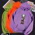 Men Women Hoodie Sweatshirt KAWS Cartoon Standing Doll Thicken Autumn Winter Loose Pullover Purple XL