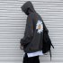 Men Women Hoodie Sweatshirt Chrysanthemum Printing Simple Unisex Pullover Tops Dark gray L
