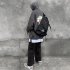 Men Women Hoodie Sweatshirt Chrysanthemum Printing Simple Unisex Pullover Tops Dark gray L