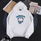 Men Women Hoodie Sweatshirt Doraemon Cartoon Loose Thicken Autumn Winter Pullover Tops White S