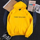 Men Women Hoodie Sweatshirt Printing Letters Thicken Velvet Loose Fashion Pullover Yellow S