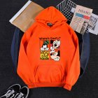 Men Women Hoodie Sweatshirt Cartoon Micky Mouse Thicken Autumn Winter Loose Pullover Orange S