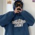 Men Women Hoodie Sweatshirt Snow Mountain Letter Printing Fashion Loose Pullover Casual Tops Blue XXXL
