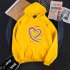 Men Women Hoodie Sweatshirt Happy Family Heart Thicken Autumn Winter Loose Pullover Tops Yellow XXXL