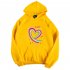 Men Women Hoodie Sweatshirt Happy Family Heart Thicken Autumn Winter Loose Pullover Tops Yellow XXXL