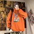 Men Women Hoodie Sweatshirt Tom and Jerry Cartoon Printing Loose Fashion Pullover Tops Orange red 3XL