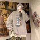 Men Women Hoodie Sweatshirt Tom and Jerry Cartoon Printing Loose Fashion Pullover Tops Apricot L