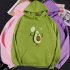 Men Women Hoodie Sweatshirt Cartoon Avocado Thicken Autumn Winter Loose Pullover Tops Green XXL