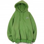 Men Women Hoodie Sweatshirt Letter Solid Color Loose Fashion Pullover Tops Green XL
