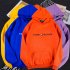 Men Women Hoodie Sweatshirt Printing Letters Thicken Velvet Loose Fashion Pullover Orange M