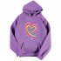 Men Women Hoodie Sweatshirt Happy Family Heart Loose Thicken Autumn Winter Pullover Tops Purple S