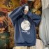 Men Women Hoodie Sweatshirt Cartoon Rabbit Printing Fashion Loose Pullover Casual Tops Blue L