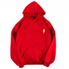 Men Women Hoodie Sweatshirt Thicken Velvet Loose Flash Autumn Winter Pullover Tops Red L