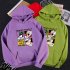 Men Women Hoodie Sweatshirt Micky Mouse Cartoon Thicken Autumn Winter Loose Pullover Purple XXL