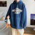 Men Women Hoodie Sweatshirt Snow Mountain Letter Printing Fashion Loose Pullover Casual Tops Blue M