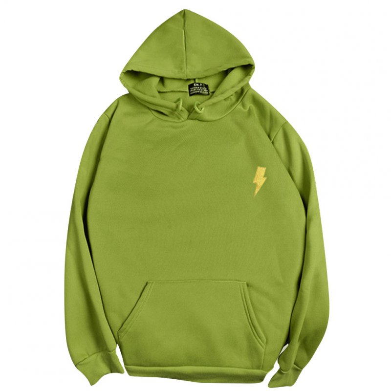 Men Women Hoodie Sweatshirt Thicken Velvet Loose Flash Autumn Winter Pullover Tops Green_XXL