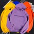 Men Women Hoodie Sweatshirt Printing Letters Thicken Velvet Loose Fashion Pullover Purple L