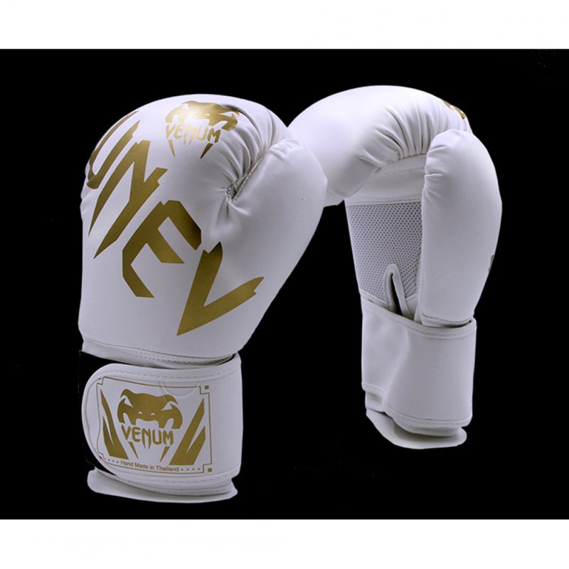 Men Women Kids PU Leather Kick Boxing Gloves Thai Boxing Sports Hands Protector white_One size M