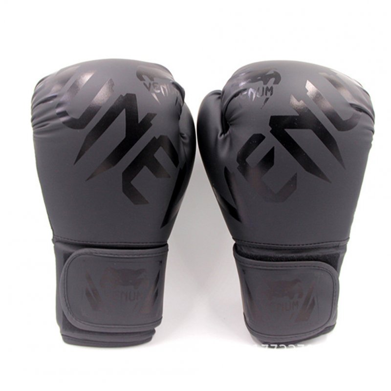 Men Women Kids PU Leather Kick Boxing Gloves Thai Boxing Sports Hands Protector black_One size M