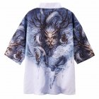 Men Women Kimono Dragon Claw Print Cardigan Robe Loose 3/4 Sleeve Thin Summer Garment Coat Dragon Claw_XL