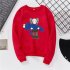 Men Women Loose Cute Cartoon Printing Round Collar Fleece Sweatshirts red S