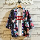 Men Women Loose Printing Sunscreen Three Quarter Sleeve Kimono Cardigan Shirt 131 L