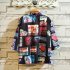 Men Women Loose Printing Sunscreen Three Quarter Sleeve Kimono Cardigan Shirt 131 XL