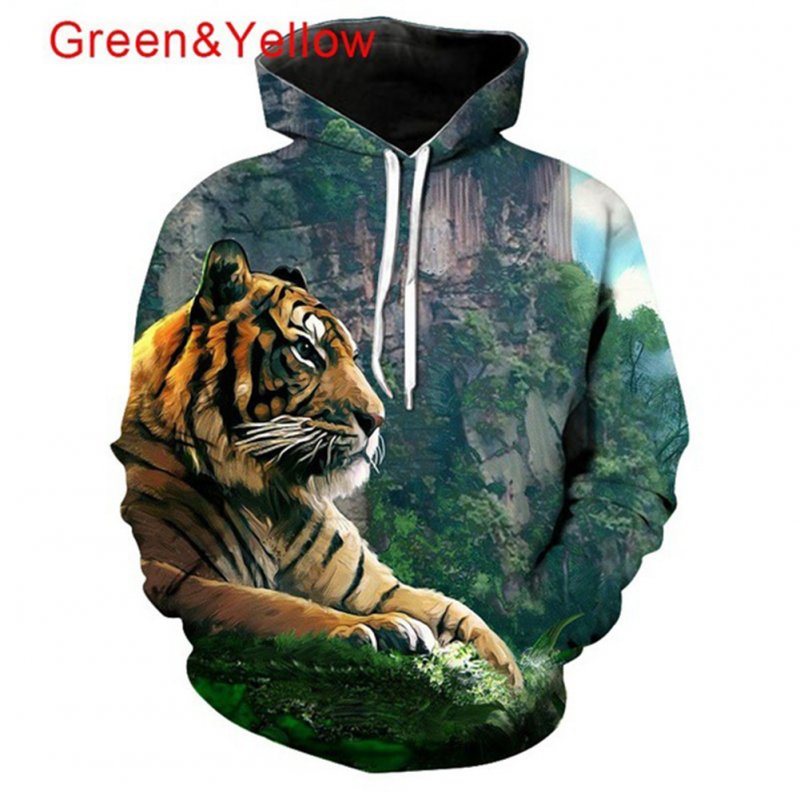 Men Women Lovers 3D Climbing Tiger Printing Hooded Sweatshirts Autumn Winter Creeper_XXXL