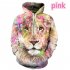 Men Women Lovers 3D Pink Lion Printing Baseball Uniform Hooded Sweatshirts Powder lion M