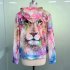 Men Women Lovers 3D Pink Lion Printing Baseball Uniform Hooded Sweatshirts Powder lion 2XL