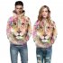 Men Women Lovers 3D Pink Lion Printing Baseball Uniform Hooded Sweatshirts Powder lion XL