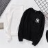 Men Women Lovers Fashion Round Collar Fleece Loose Hooded Sweatshirts Coat black 2XL