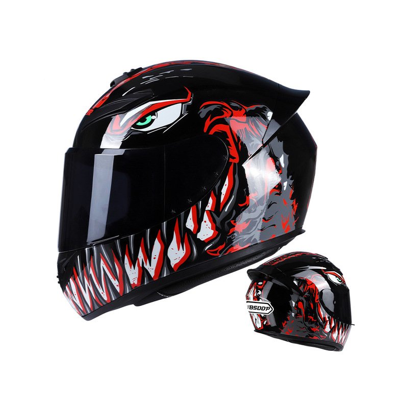 Men Women Motorcycle Helmet Large Tail Full Face Helmet Racing Motorcycle Running Helmet Red_XL