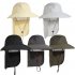 Men Women Outdoor Sun Hats With Lanyard Neck Flap Lightweight Breathable Upf 50  Sun Protection Fishing Hat dark gray