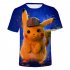 Men Women Pokemon s Detective Pikachu Cosplay 3D Movie Cartoon Printing Short Sleeve T Shirt  D L