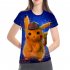 Men Women Pokemon s Detective Pikachu Cosplay 3D Movie Cartoon Printing Short Sleeve T Shirt  D L
