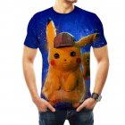 Men Women Pokemon s Detective Pikachu Cosplay 3D Movie Cartoon Printing Short Sleeve T Shirt  D L