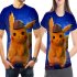 Men Women Pokemon s Detective Pikachu Cosplay 3D Movie Cartoon Printing Short Sleeve T Shirt  D L